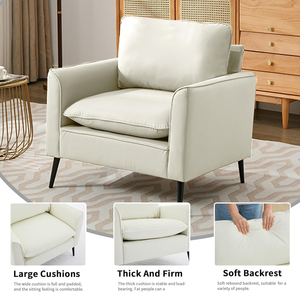 YISHENG Mid-Century Modern Living Room Accent Chairs Set of 2 - Oversized Fau...