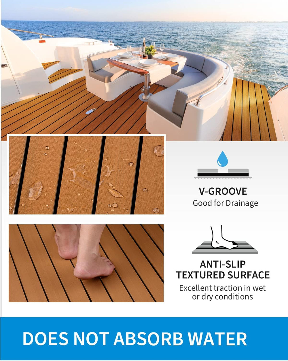OCEANBROAD Boat Flooring 96''x16.8''/28.8''/36'&#...