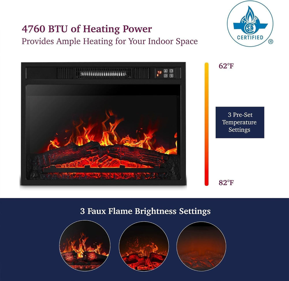 Naice 44" Electric Fireplace Mantel, Farmhouse TV Stand w/ 23" Heat...