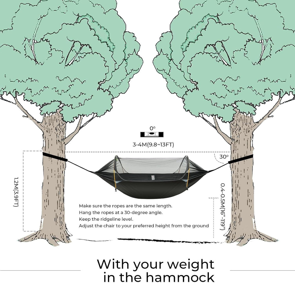 Camping Hammock Tent with Mosquito Net & RainFly, 3 in 1 Waterproof Porta...