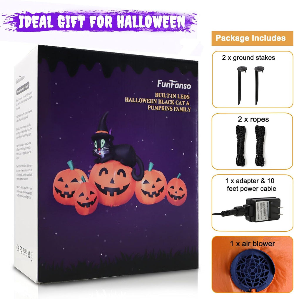 5FT Halloween Inflatable Pumpkin Outdoor Decoration, Lighted Blow Up Yard Dec...