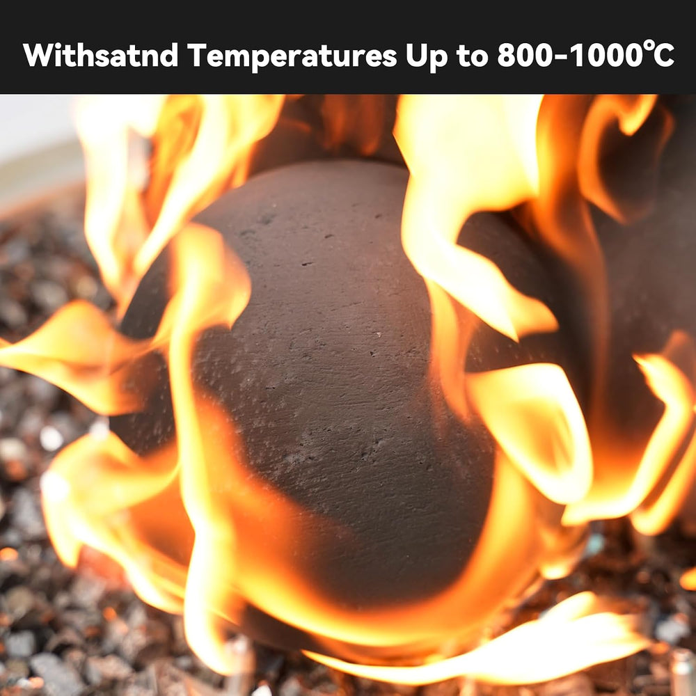 Skyflame 6 Inch Black Round Fire Stones Reusable Fire Pit Balls