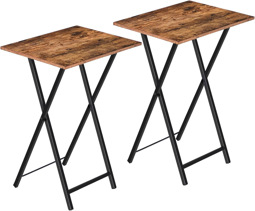 HOOBRO Folding TV Tray Tables, Set of 2 Side Table for Small Space, Industria...