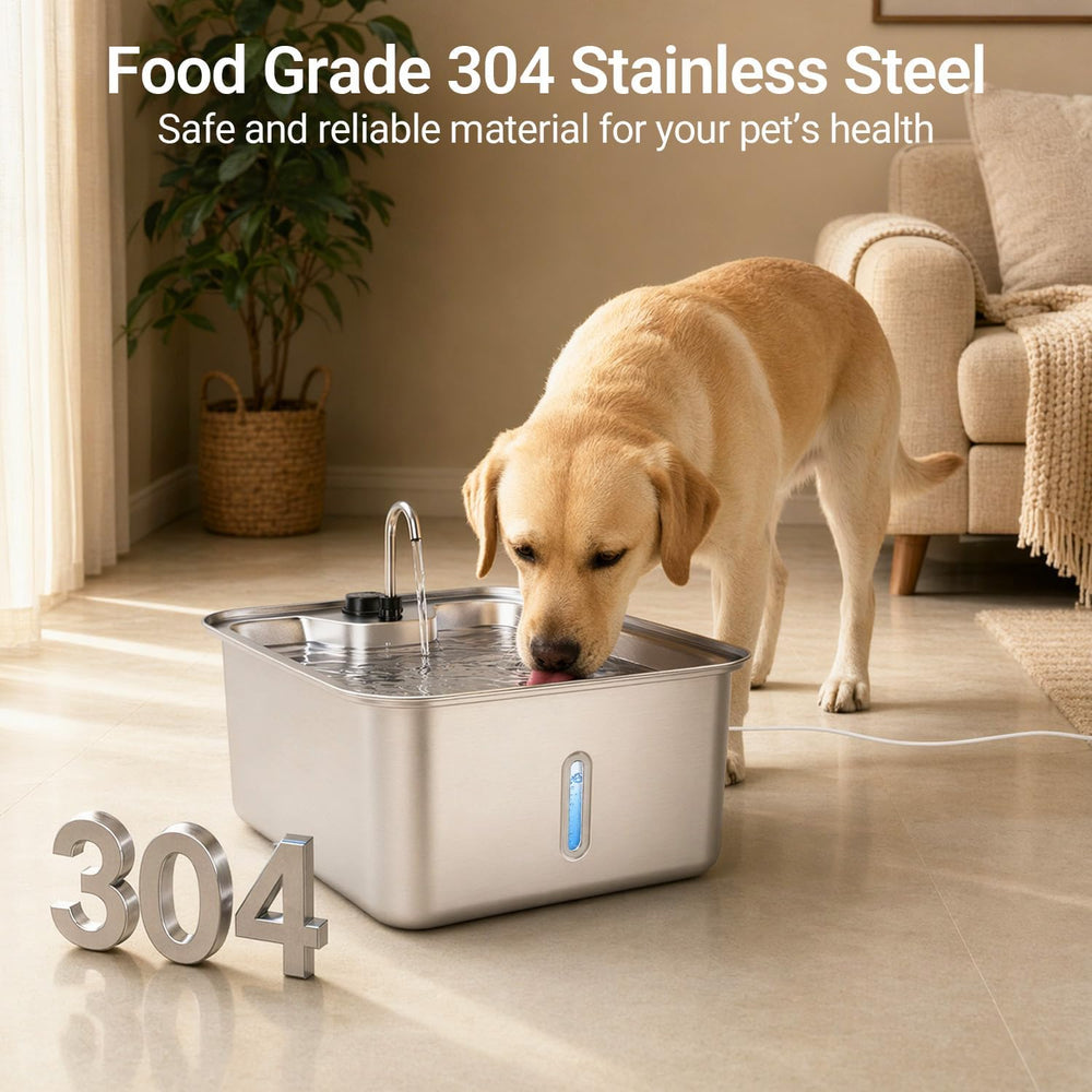 Cat/Large Dog Water Fountain, 4.5Gal/17L Quiet LED Blue Light Stainless Steel...
