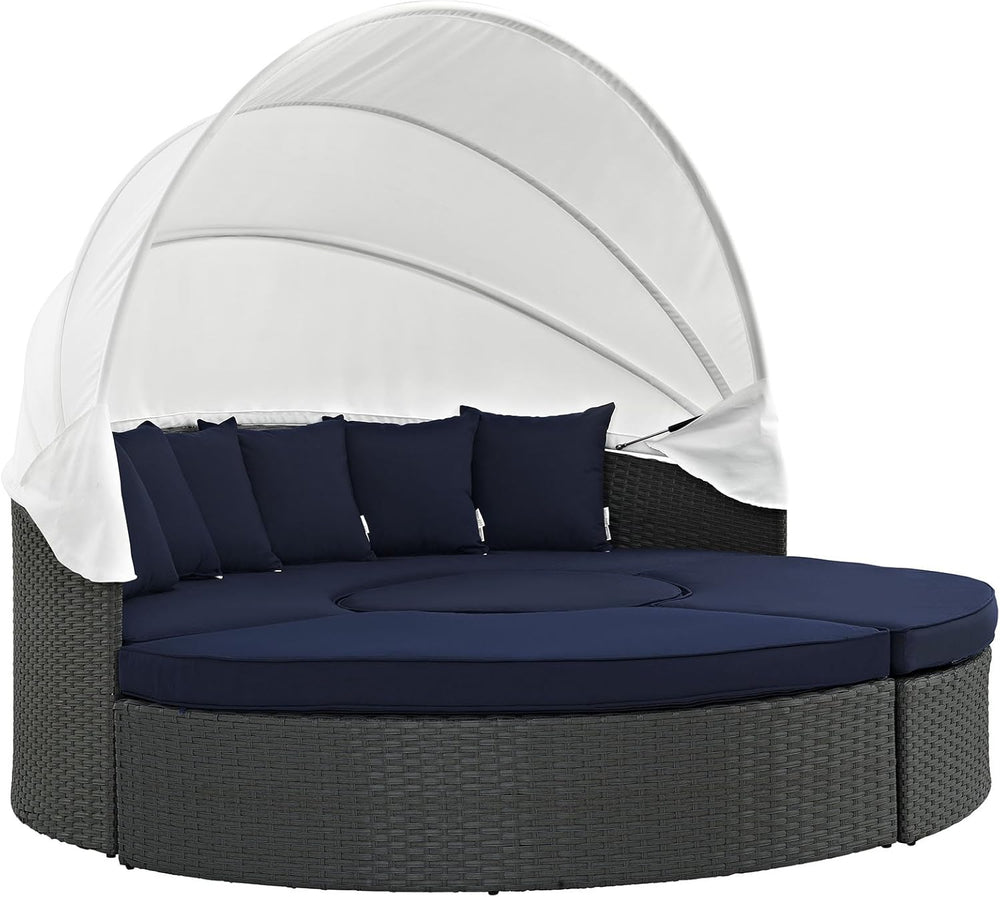 Modway Sojourn Outdoor Patio Sunbrella Sectional Daybed with Canopy in Canvas...