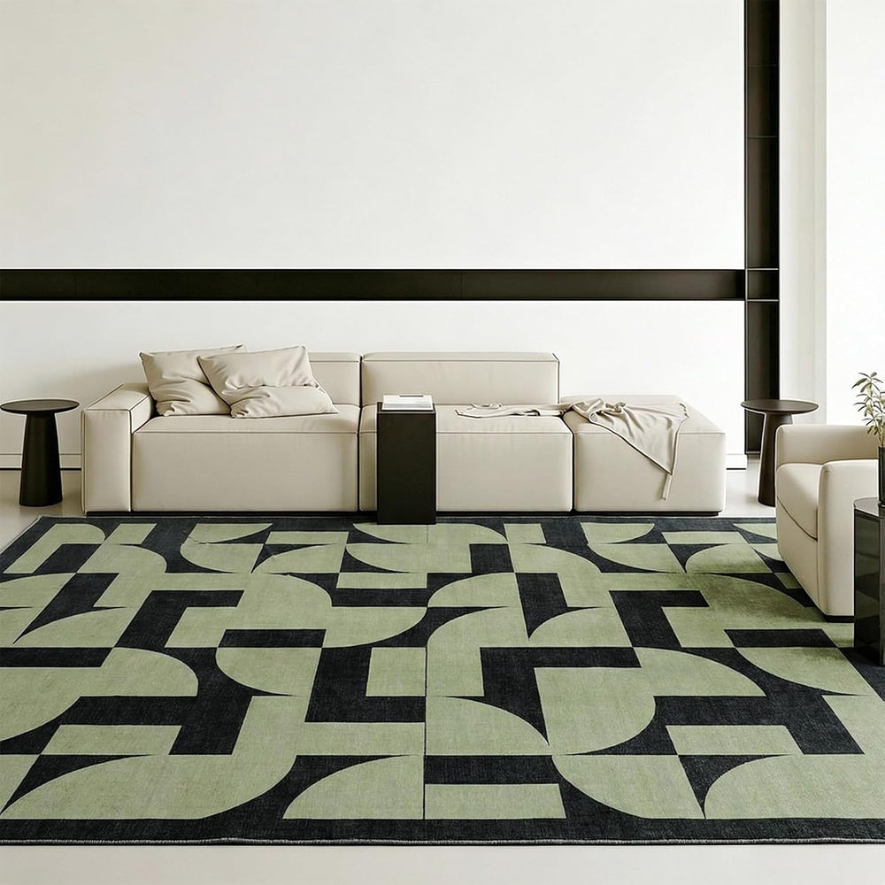 ThreadGlobe Abstract 8x10 Area Rugs Geometric for Living Room, Dark Green
