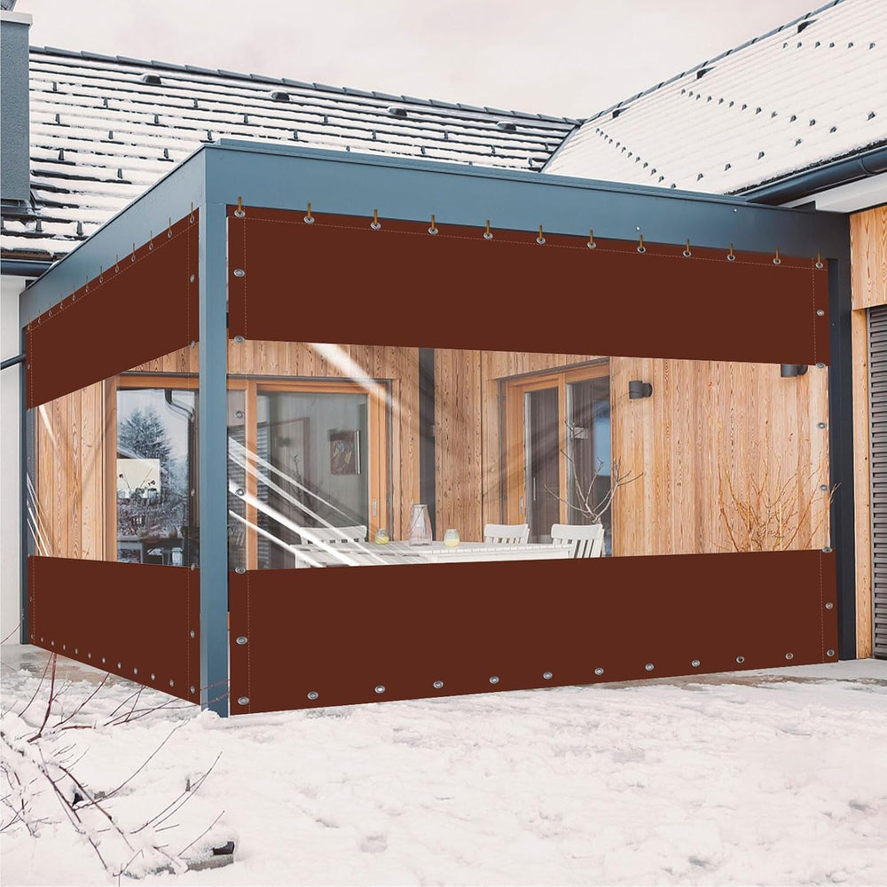 20 Oz Outdoor Vinyl Curtain, Outdoor Clear Panel Curtain, Weather Resistant O...