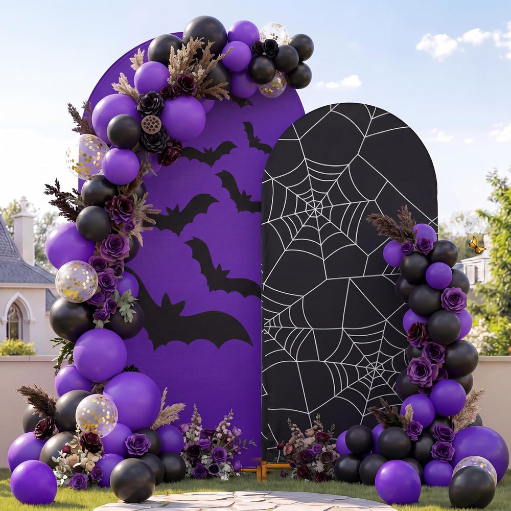 Purple 131 Pcs Arch Backdrop Cover with Balloons, Halloween