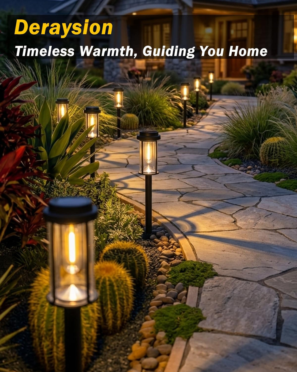 DERAYSION Solar Lights Outdoor, 8 Pack Upgraded Solar Pathway Lights, LED Sol...