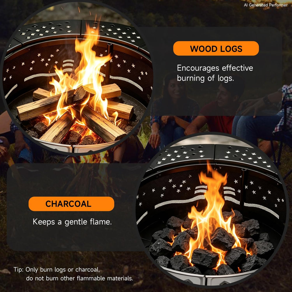 PrimeZone 42" Outdoor Wood Burning Fire Pit with 2 Adjustable Grills