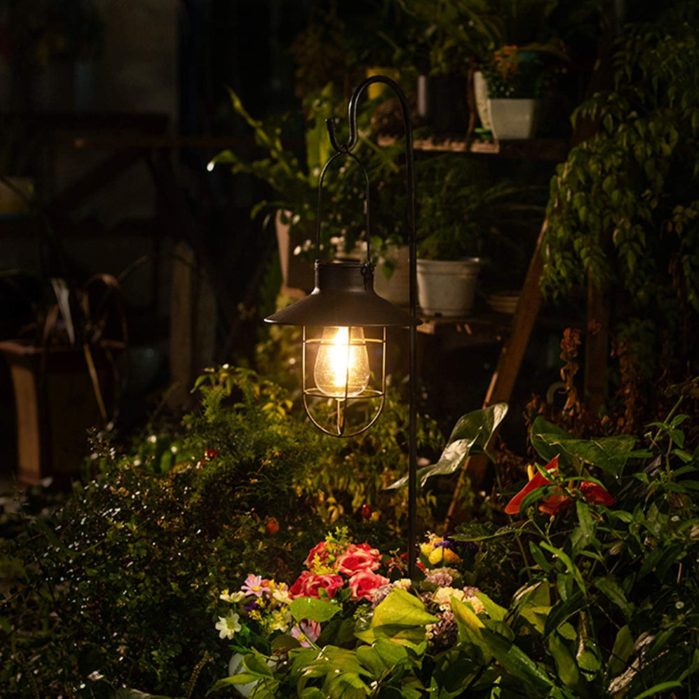 2 Pack EKQ Hanging Solar Lights Lantern Lamp with Shepherd Hook, Metal Waterp...