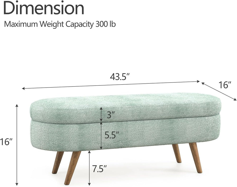 43.5" Fabric Storage Ottoman Bench for Bedroom,Upholstered Boucle Ottoma...
