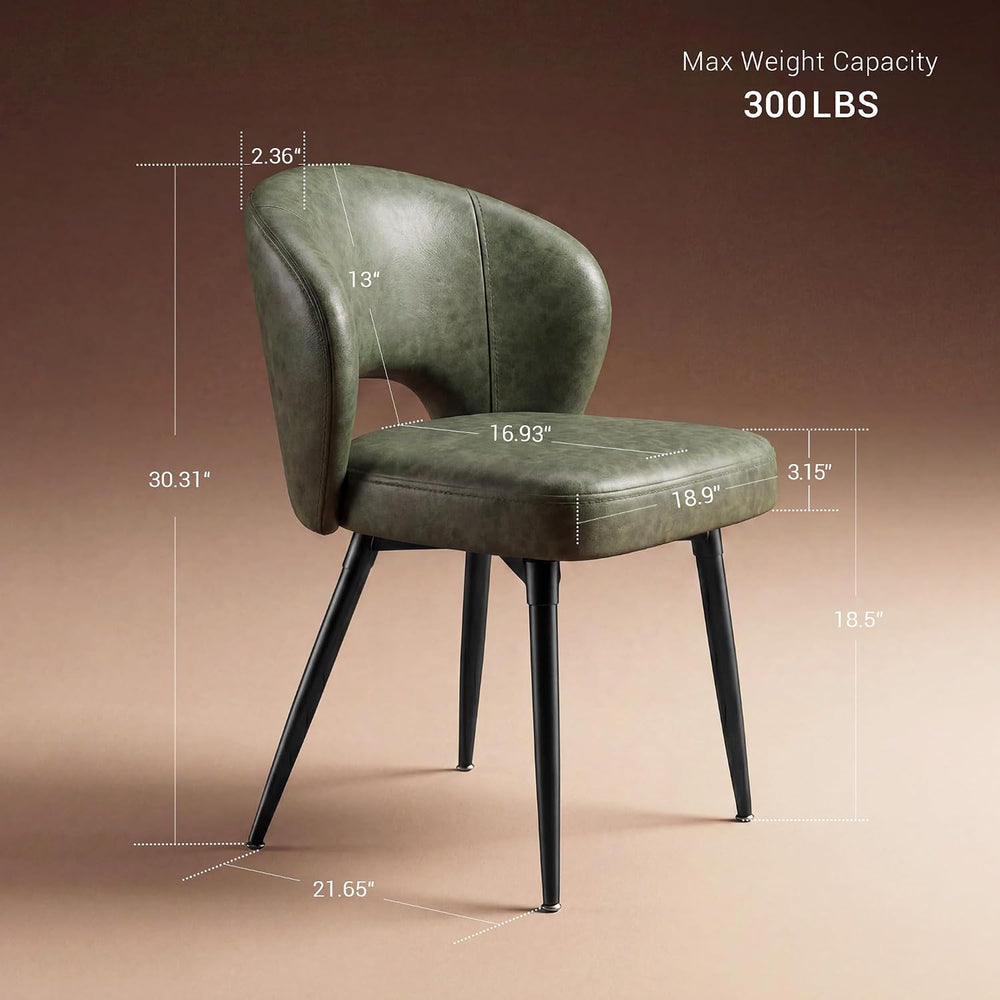 Homkdom Dining Chairs Set of 4 with Curved Open Back & Black Metal Legs