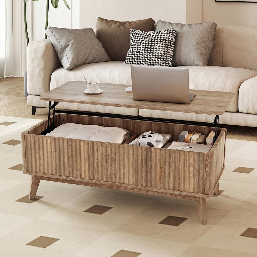 Giantex Lift Top Coffee Table with Storage, 43.5" Mid Century Modern Cen...