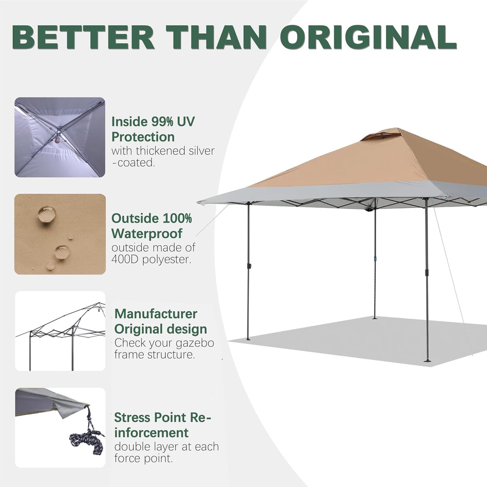 Khaki Darkgray 13x13FT Replacement Canopy Cover with Air Vent