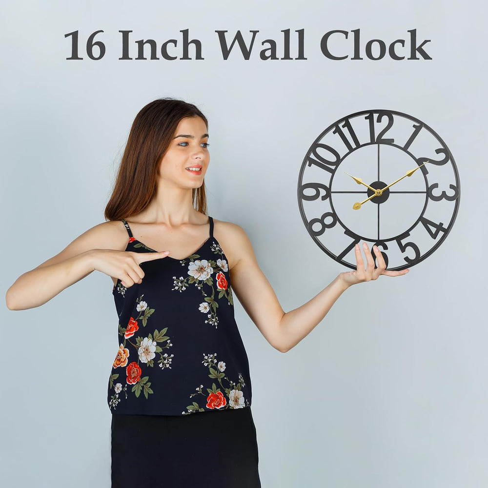 Indoor Outdoor Large Patio Decorative Wall Clock Silent Non Ticking Battery O...