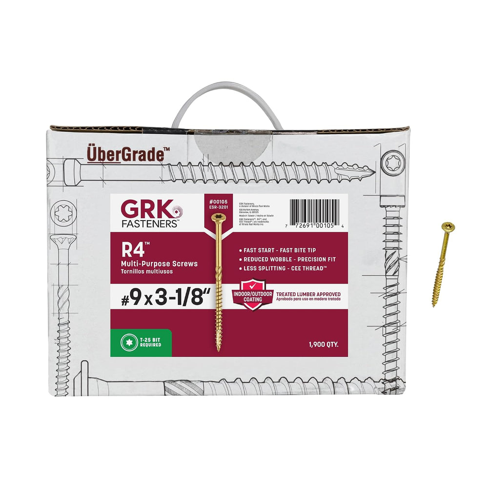 GRK Fasteners R4™ #9 x 3-1/8" Multi-Purpose Framing Screws, 1900 PCS