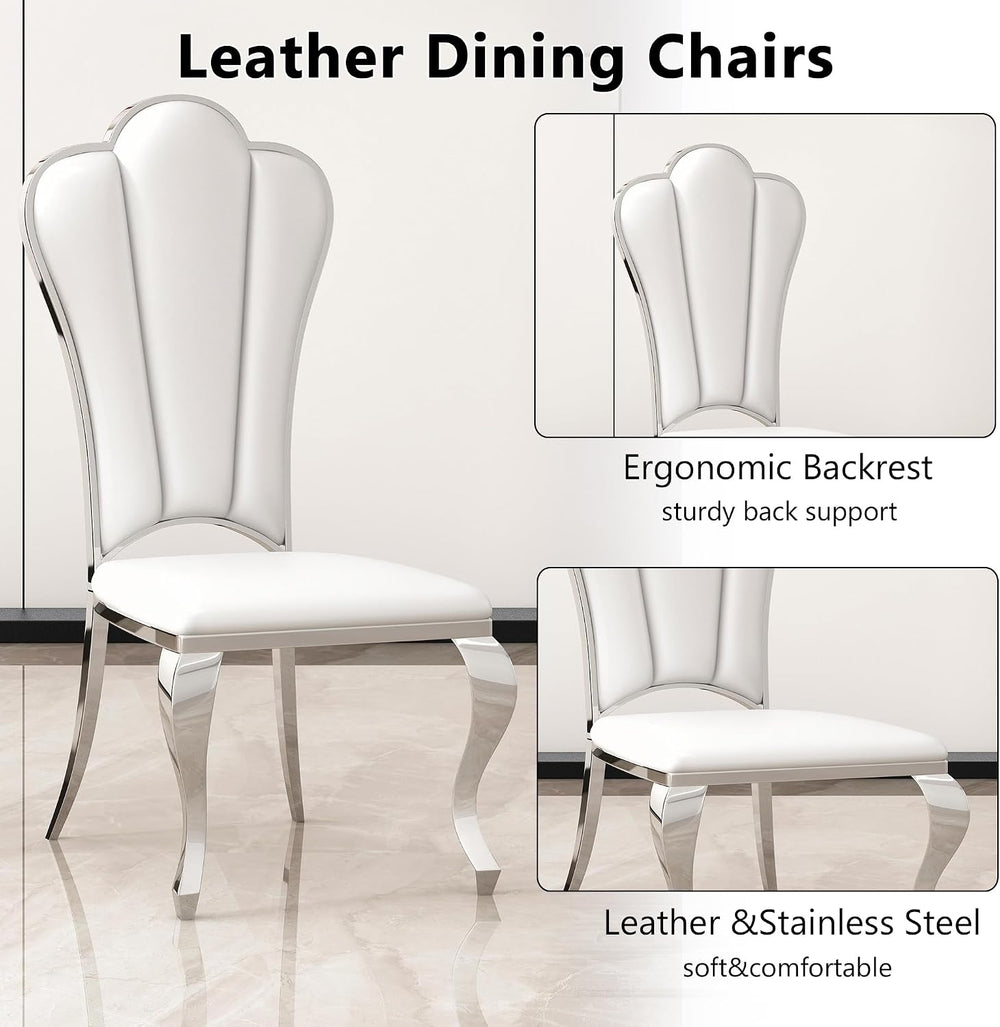 HomVent Leatherette Stainless Steel Dining Chairs Set of 4,Comfortable Uphols...