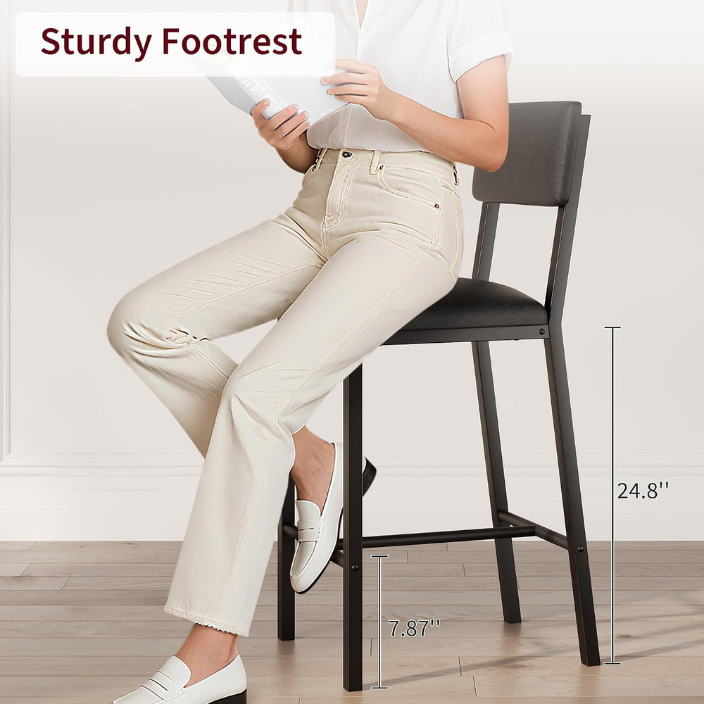 Garvee Bar Stools Set of 2, Kitchen Barstools Backrest and Footrest, Kitchen ...