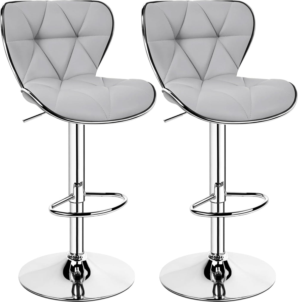 Yaheetech Bar Stools Set of 2 Modern Swivel Counter Barstools Light Gray