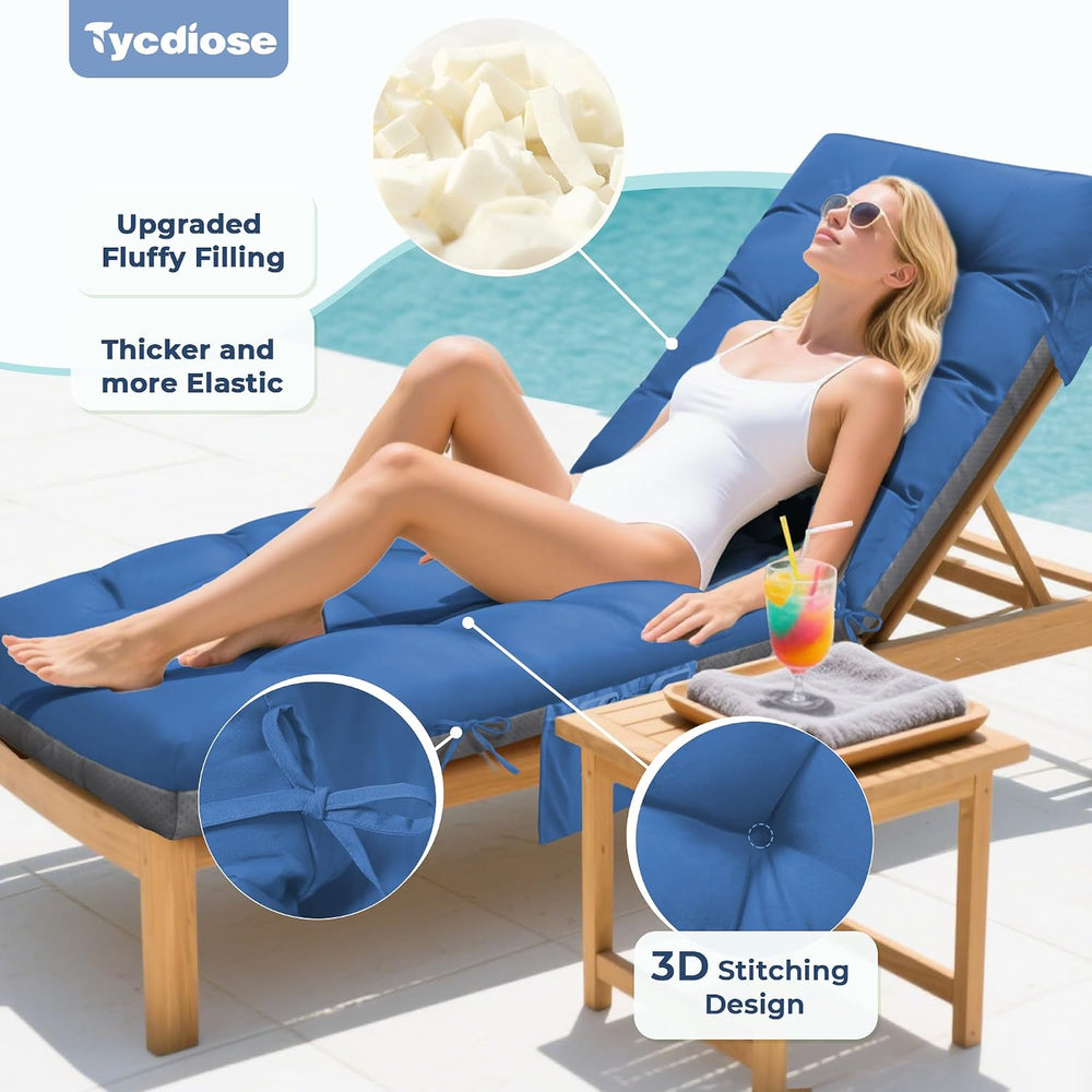 Outdoor Lounge Chair Cushion, Waterproof Replacement Chaise Lounge Cushions f...