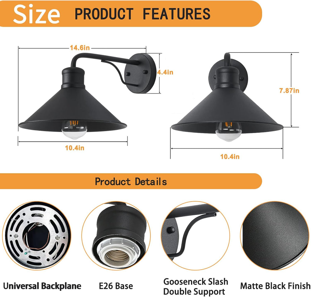 2 Pack Outdoor Wall Lights Wall Mount for House, Porch Light Fixtures, Matte ...