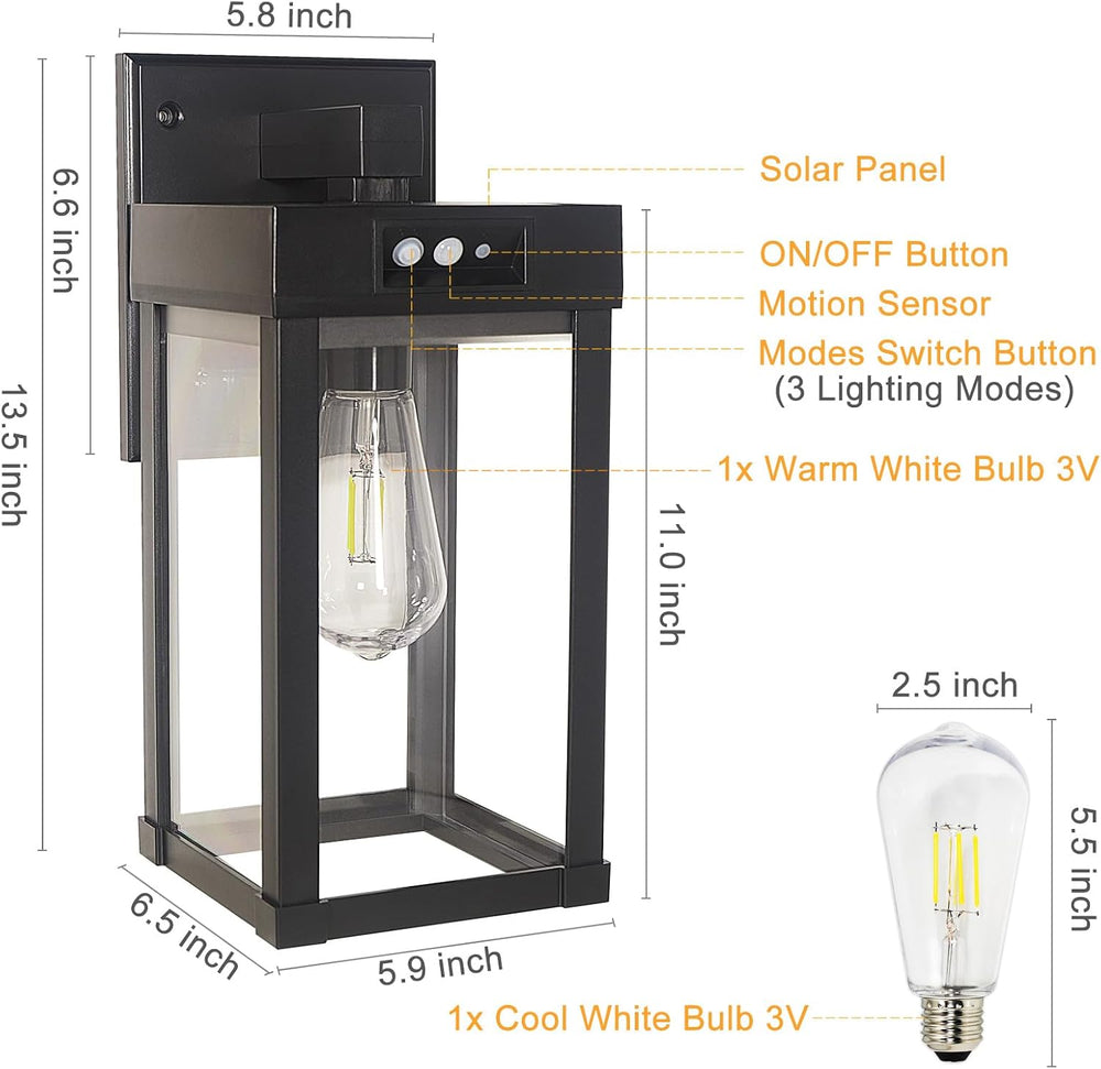 Solar Wall Lights Outdoor Waterproof with 3 Lighting Modes & Motion Sensor