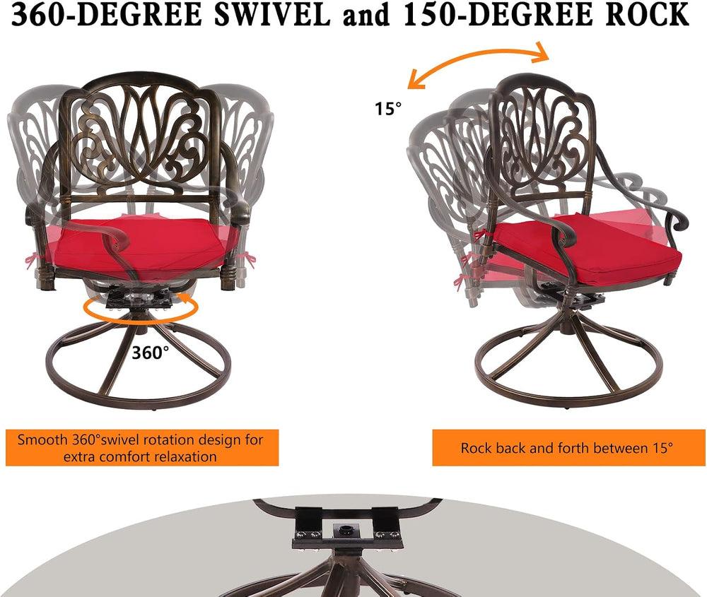 Grepatio 5 Piece Cast Aluminum Patio Dining Set, Outdoor Furniture Set with 4...