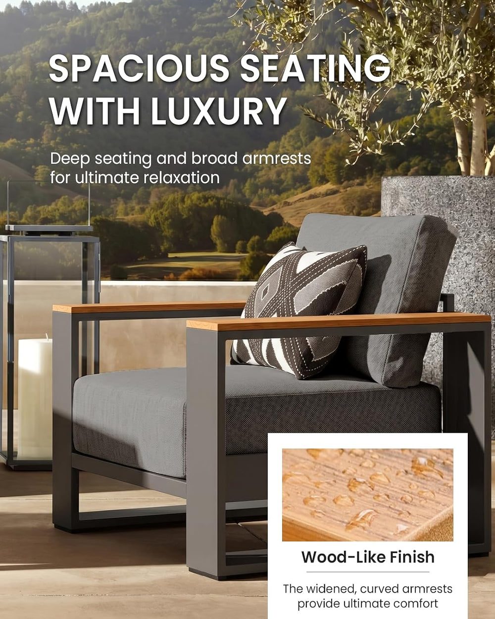 Oversized Aluminum Patio Furniture, 1 Piece Luxury Outdoor Furniture with 7.1...