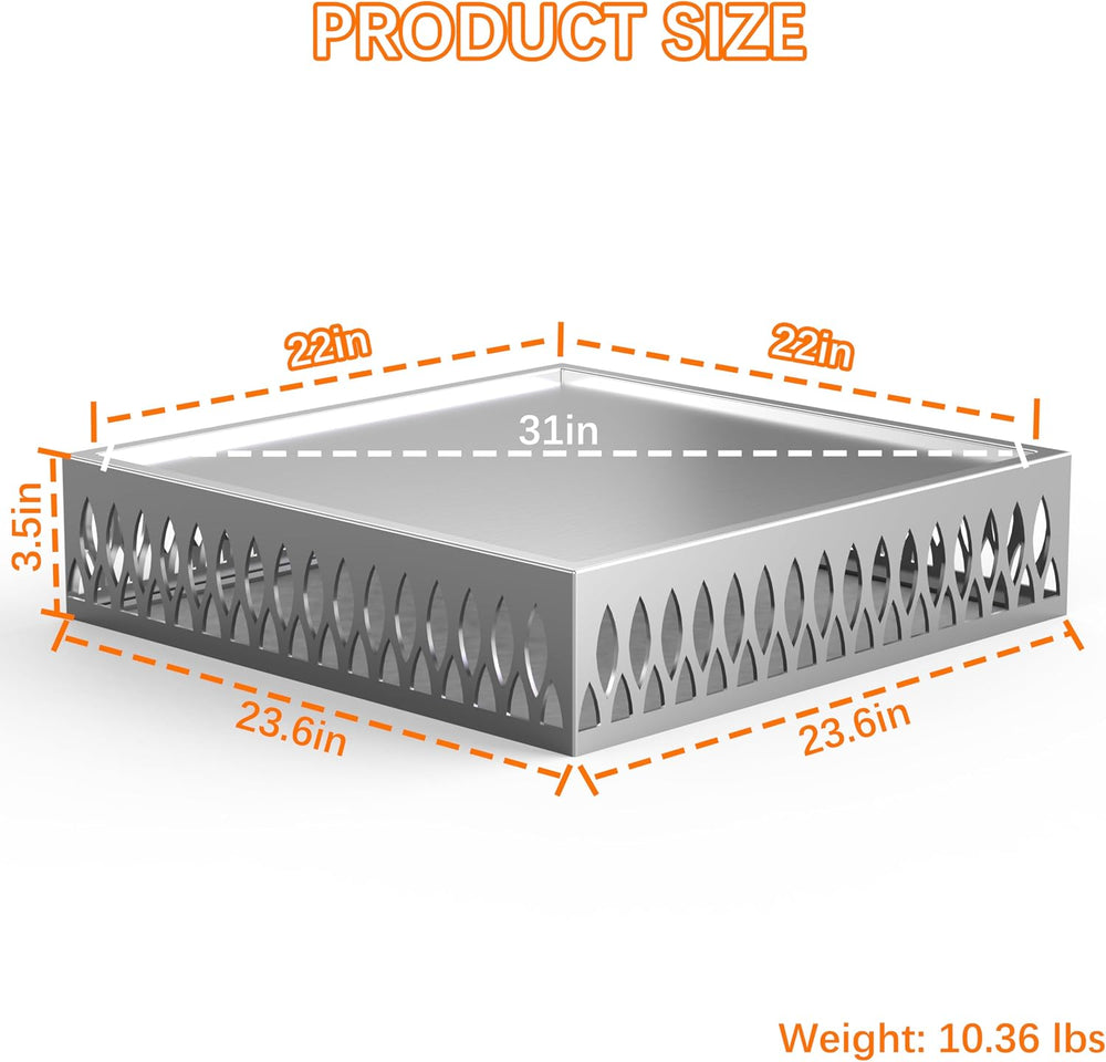 Stainless Steel Fire Pit Base for Surface Protection, X22 (23.6 Inch) Metal F...