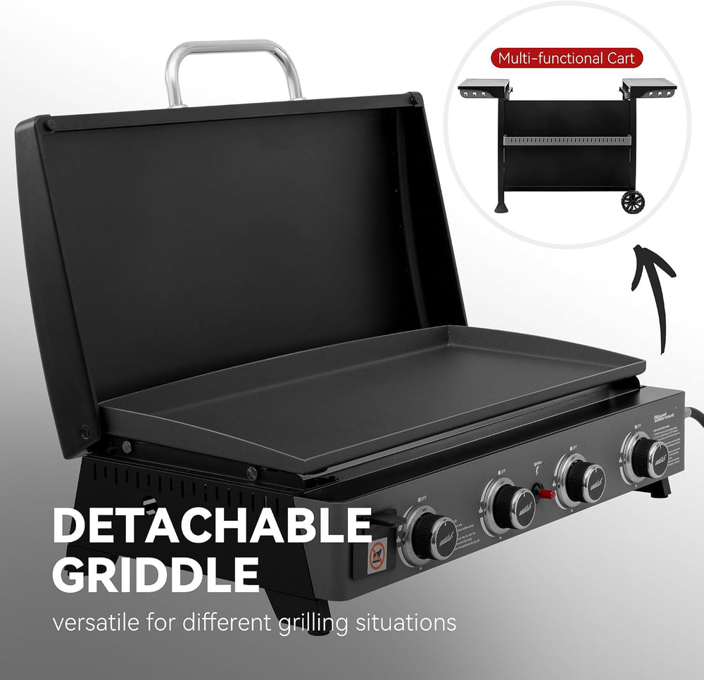 Royal Gourmet PD4001 4 Burner Propane Gas Griddle, Removable Standing Cart