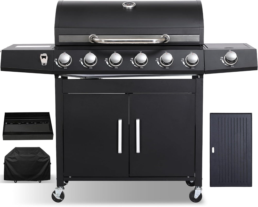 6-Burner Propane Gas Grill and Griddle Combo with Side Burner