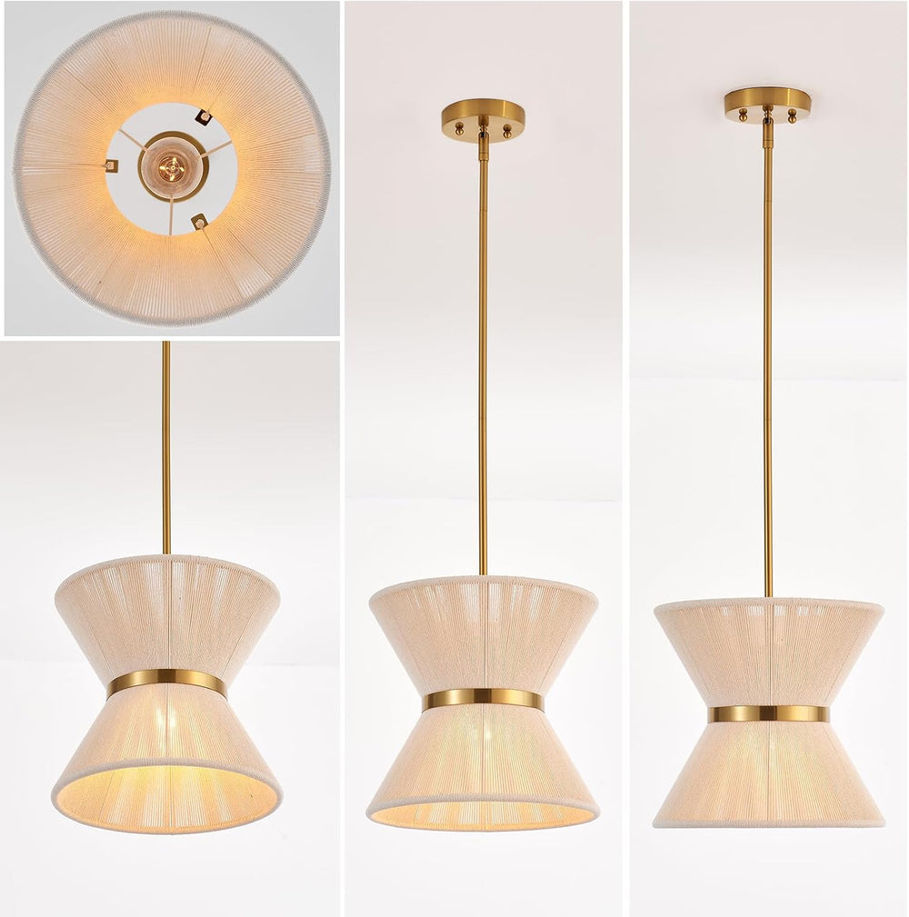 Hand Woven Boho Pendant Light Coastal Mini Modern Chandelier Adjustable Trans...