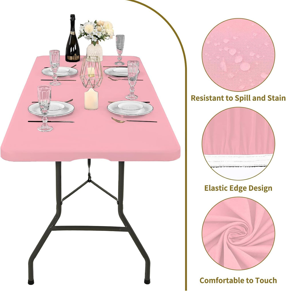 6 Pack Stretch Table Top Cap Cover, Pink, 30" x 72"