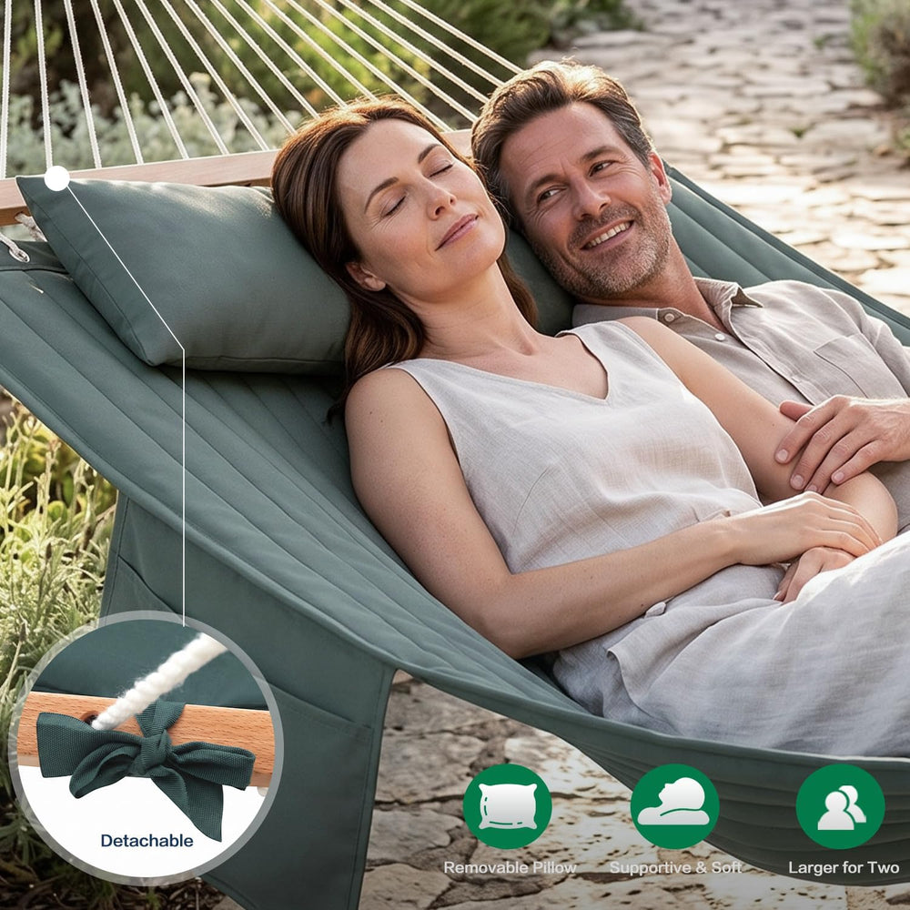 GAFETE 14FT 2 Person Family Hammock for Outside with Soft Pillow, Oversized