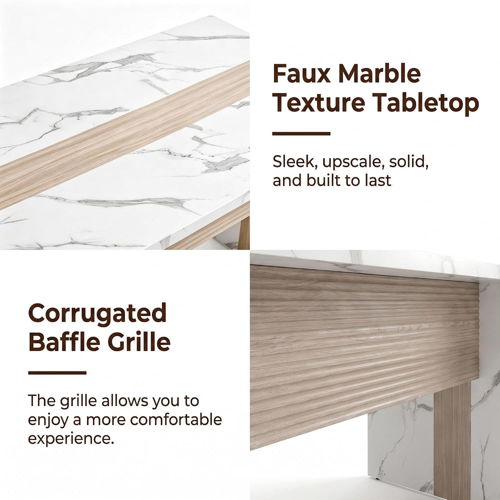 60" Modern Faux Marble Kitchen Island Table for 4-6 for Dining Room
