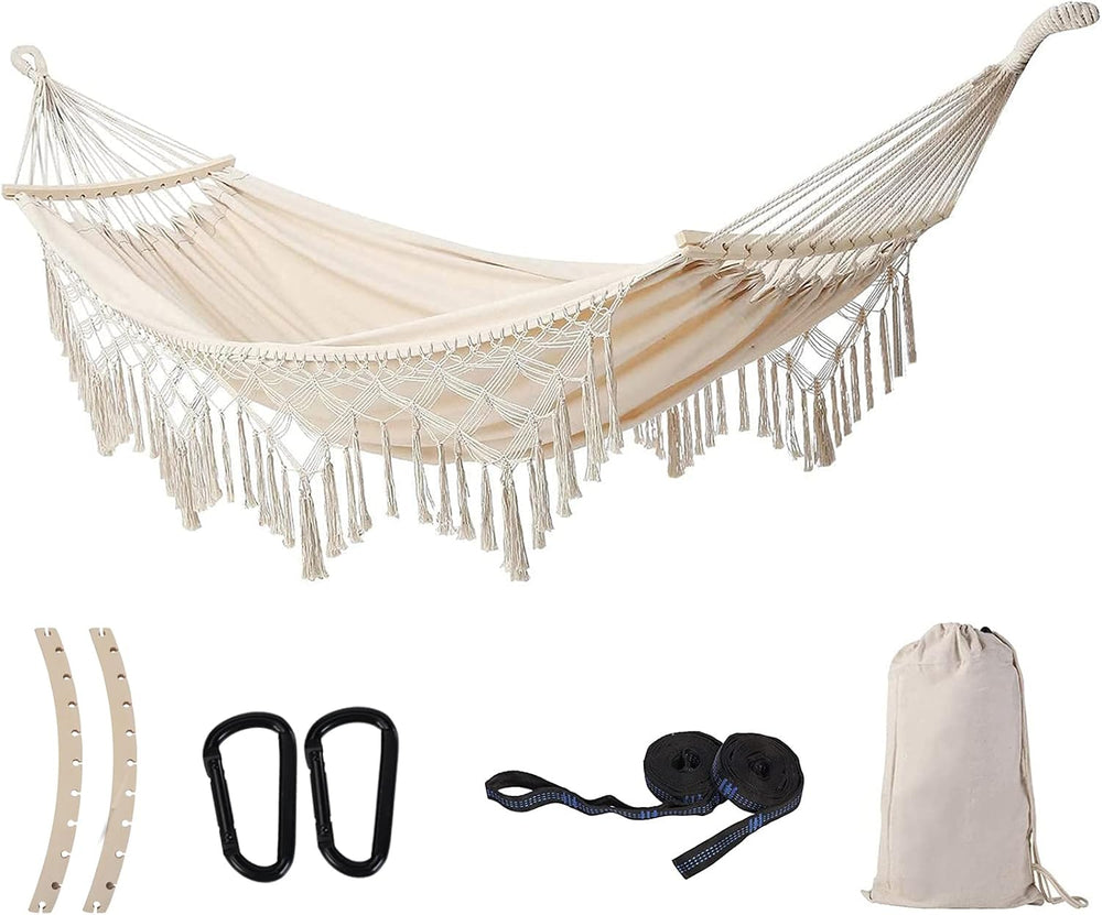 Hammock Hanging Swing Double Max 500lbs Macrame for Indoor Outdoor Patio Yard...