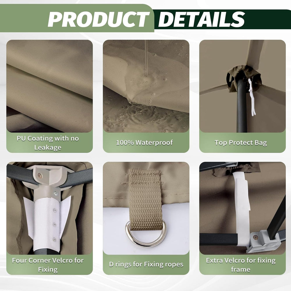 Canopy Replacement Top for 10x10ft Pop Up Canopy Tent Waterproof Durable Cove...