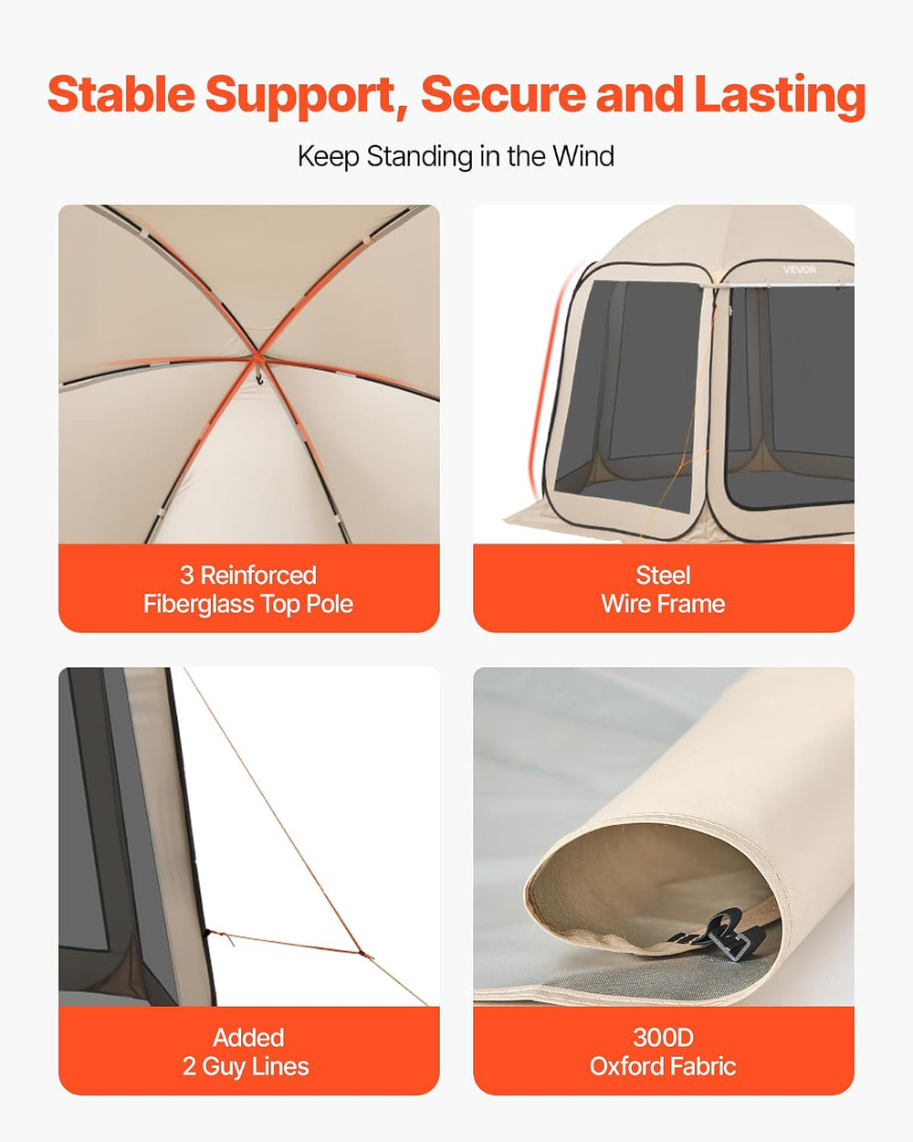 Pop Up Screen House Tent VEVOR 10 x 9.2 FT Pop-Up Screen Room with Awning, Po...
