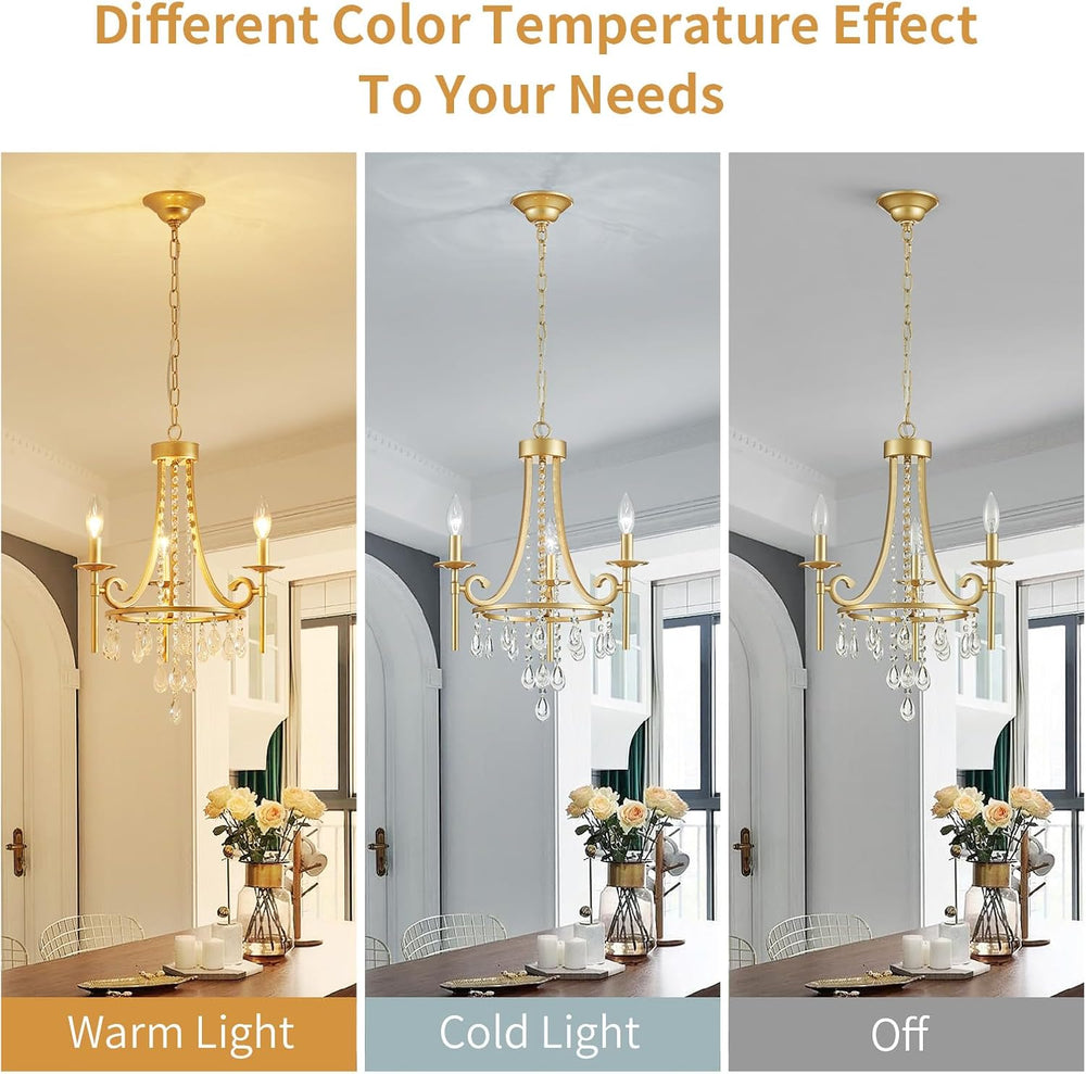 Small Crystal Chandelier, 3-Lights Modern Crystal Chandeliers for Dinning Roo...