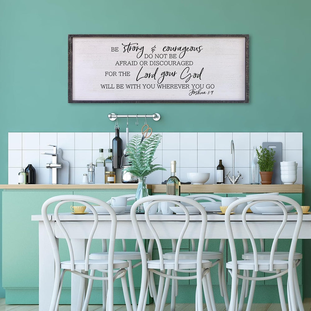 Be Strong And Courageous Sign Wall Decor 40"x15" Large Farmhouse Li...