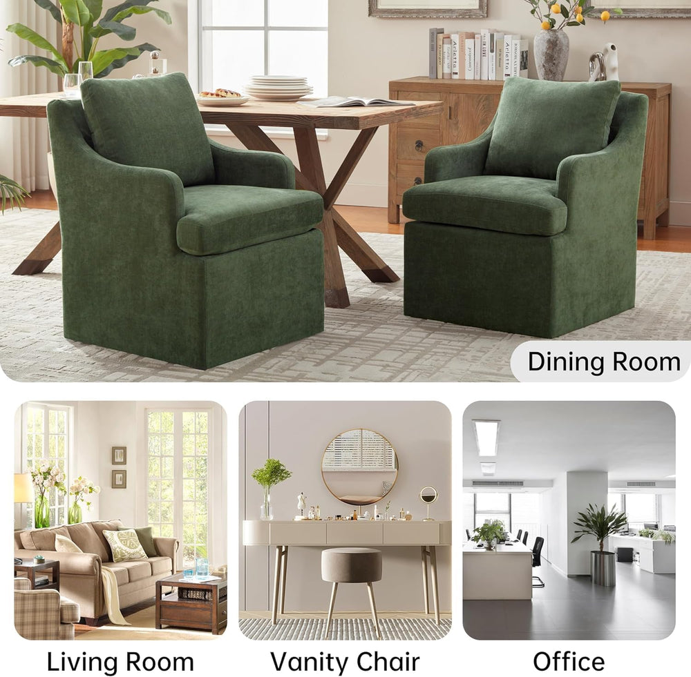 VKNOW Upholstered Dining Chairs Set of 4, Dining Room Chairs with Casters