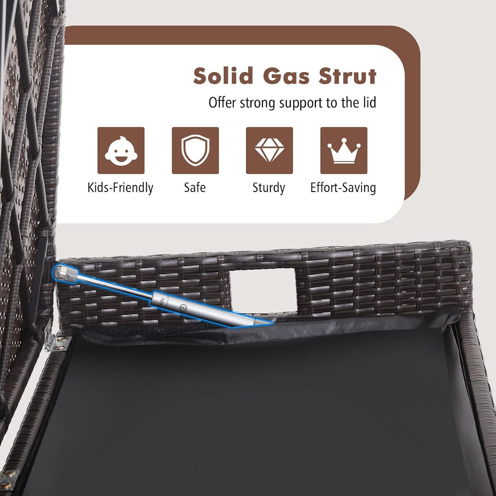 HAPPYGRILL 34 Gallon Patio Storage Bench Deck Box, 3-in-1 Rattan Wicker Stora...