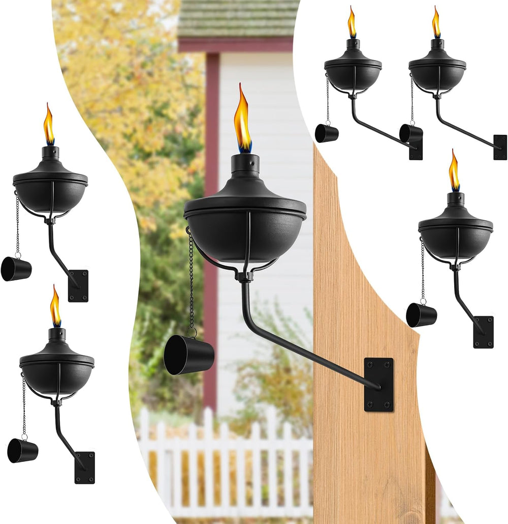 Wall Mounted Citronella Torches Set of 6, 24 oz Garden Torches for Outside, R...