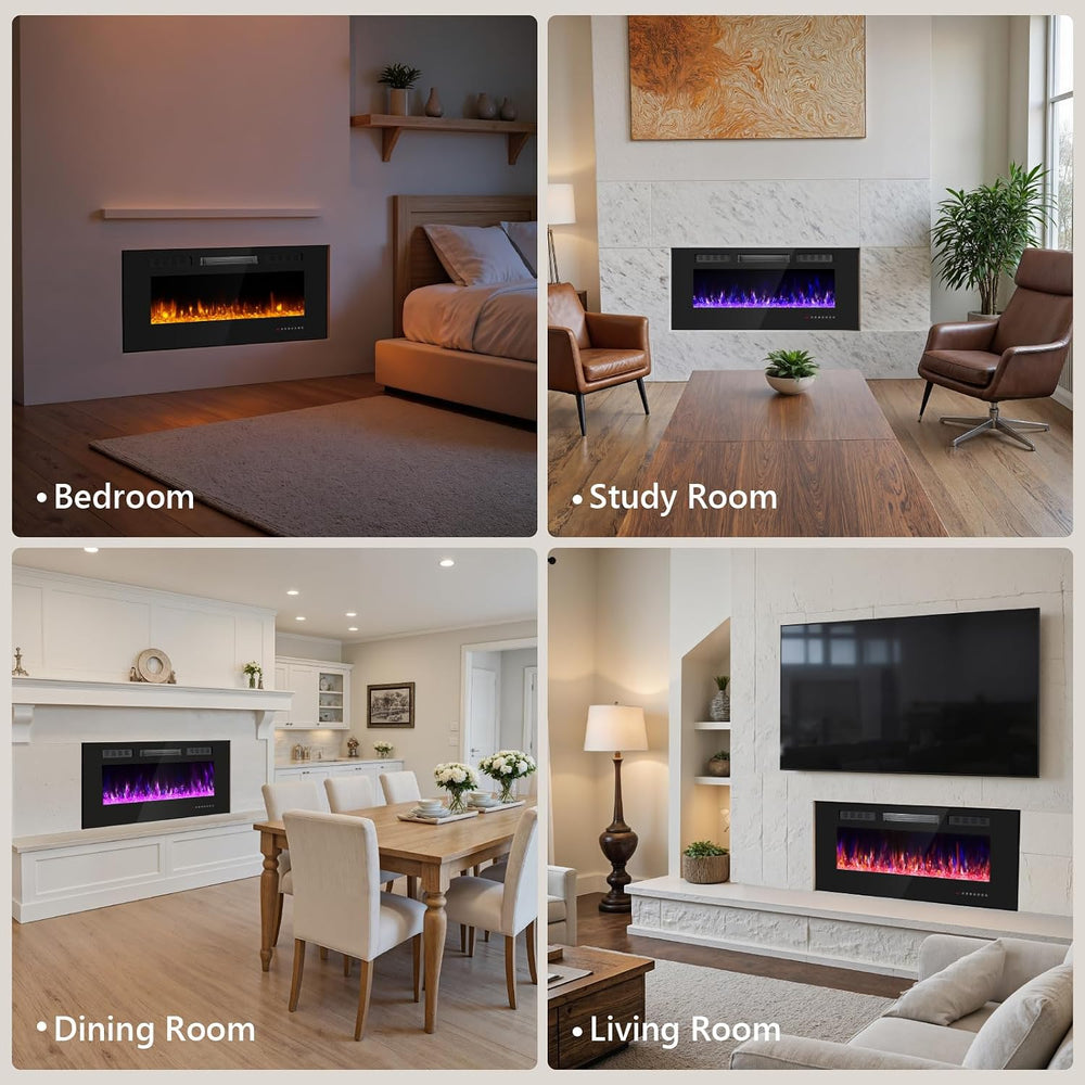 42 Inch Electric Fireplace with Crystal, Electric Fireplaces Insert, Wall Mou...