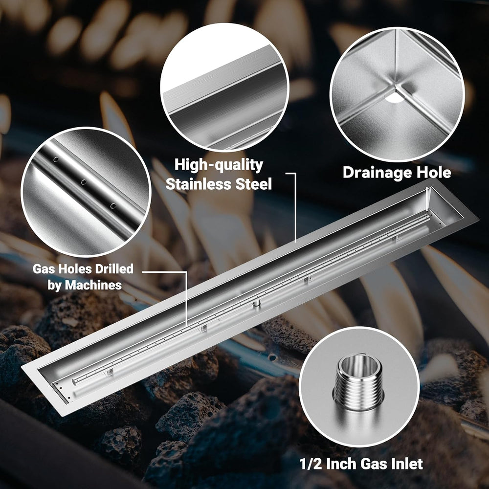 Skyflame 48 x 6 Inch Stainless Steel Fire Pit Pan Kit