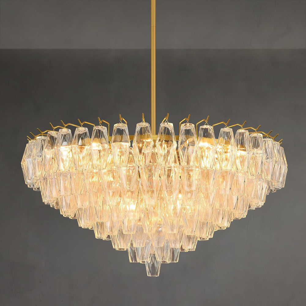 Gold Crystal Chandelier, 36" Modern Luxury Round Glass Crystal 8-Tier Ch...