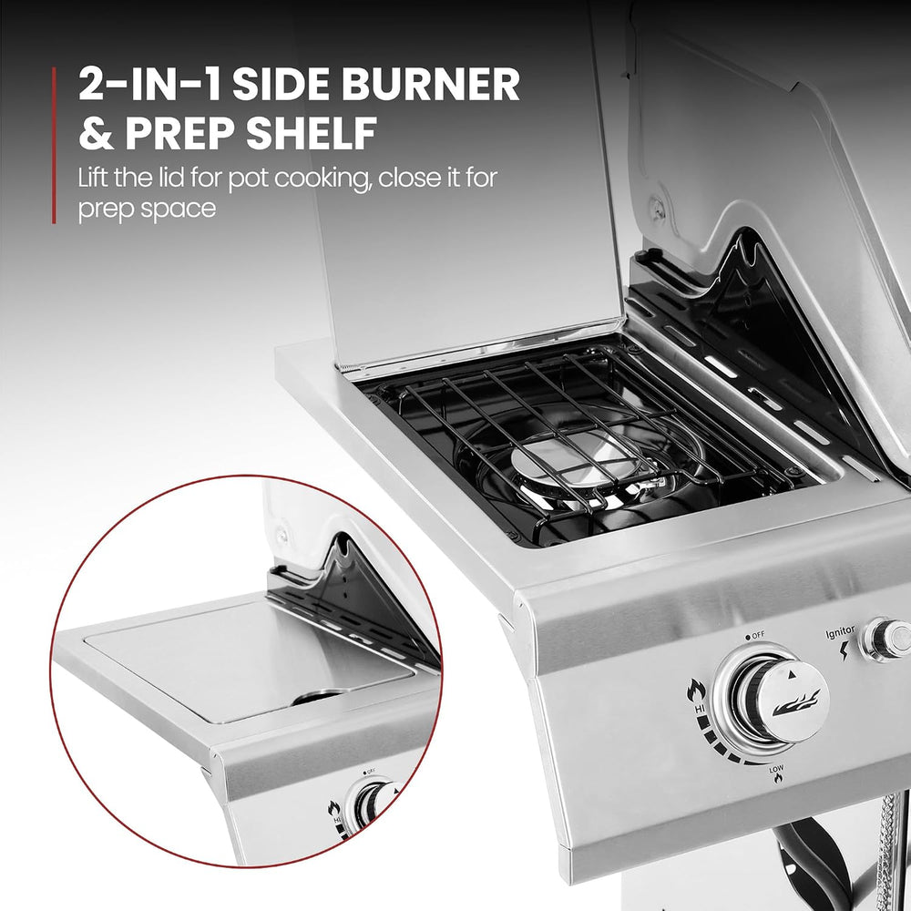 Royal Gourmet GA6402S 6-Burner Propane Gas Grill with Side Burner, Silver