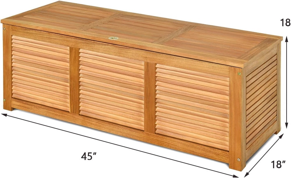 Tangkula 46 Gallon Acacia Wood Deck Box, Garden Backyard Storage Bench, Outdo...