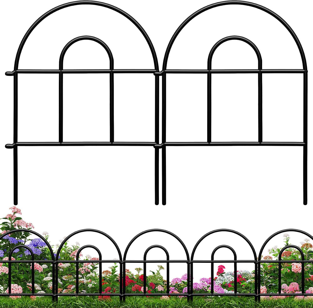 Decorative Garden Fence, 21.67ft(L) x 17in(H) Metal Fencing, 20 Pack, Black, ...